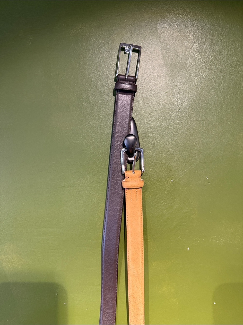 REISS Men's Two-Tone Leather Belt - Brown and Tan